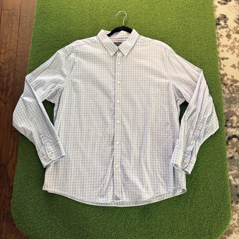 UNTUCKit Shirt Mens 2XL Blue William Hill Regular Fit Long Sleeve Button Front